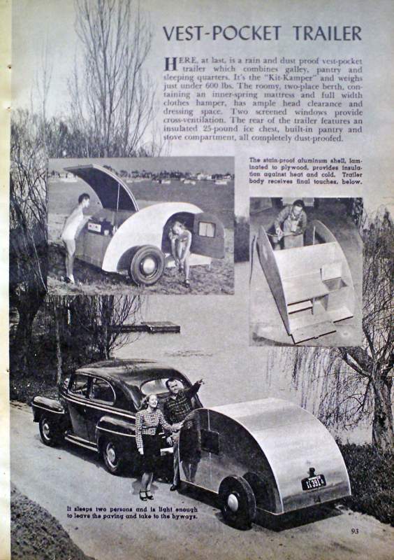 1947 KIT KAMPER ALUMINUM TEARDROP TRAILER CAMPER AD eBay