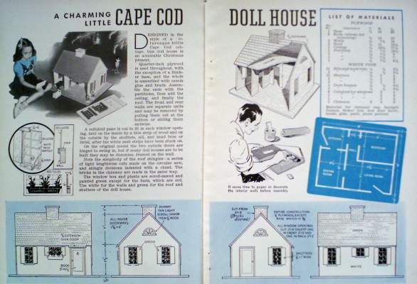   Vintage CAPE COD DOLLHOUSE w Plywood an Original 1939 DIY Article