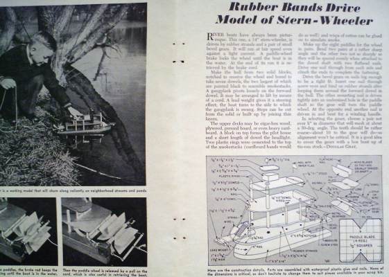 14 STERN WHEELER RUBBER POWERED MODEL BOAT PLANS  