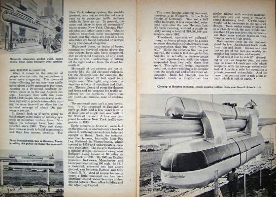 1956 MONORAIL ARTICLE W USA & GERMANY MONORAIL PHOTOS  