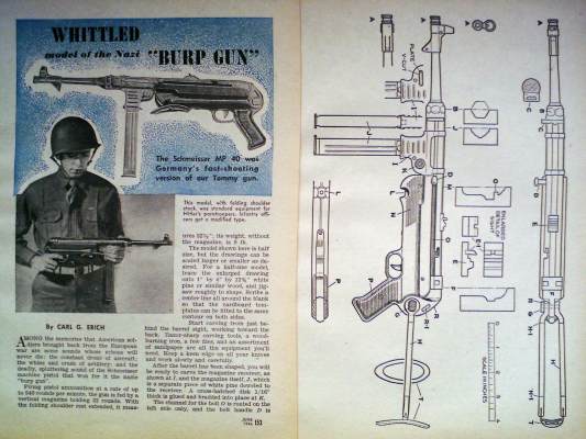 Nazi Burp Gun SCHMEISSER MP 40 Wooden Model DIY PLANS  